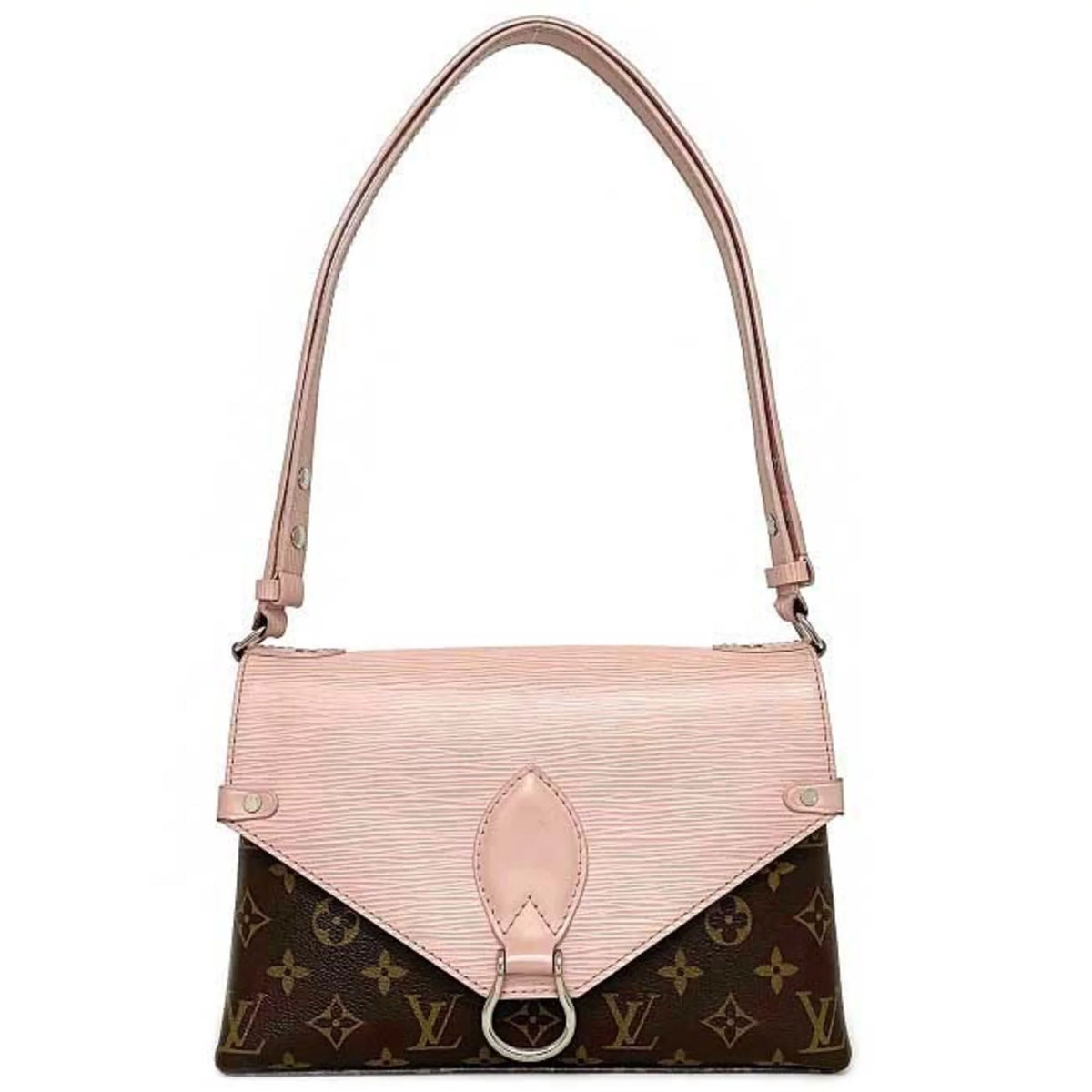 Pink Brown Monogram Leather Handbag W2171