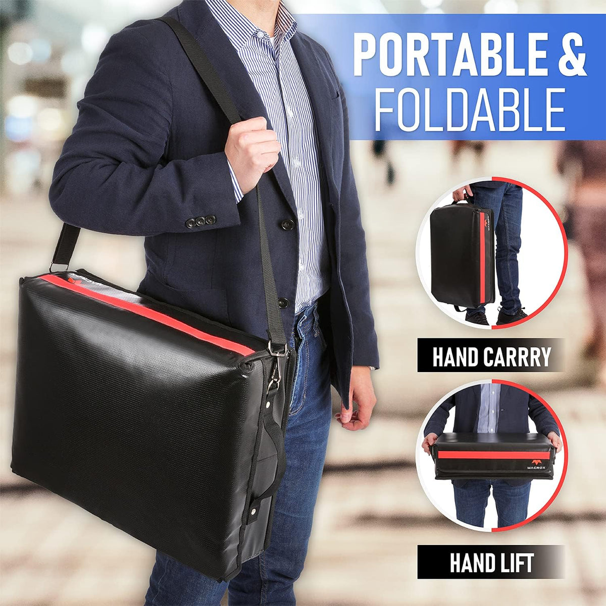 Fireproof Document Organizer Bag with Lock, 3-Layer File Storage Box, Waterproof File Holder, 17.5 x 13 x 5” M7539