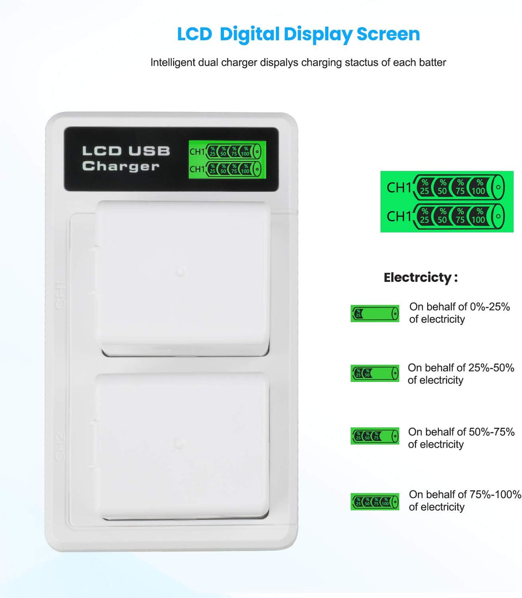 2-Pack Rechargeable Batteries and LCD Dual Charger for Arlo Camera G5713