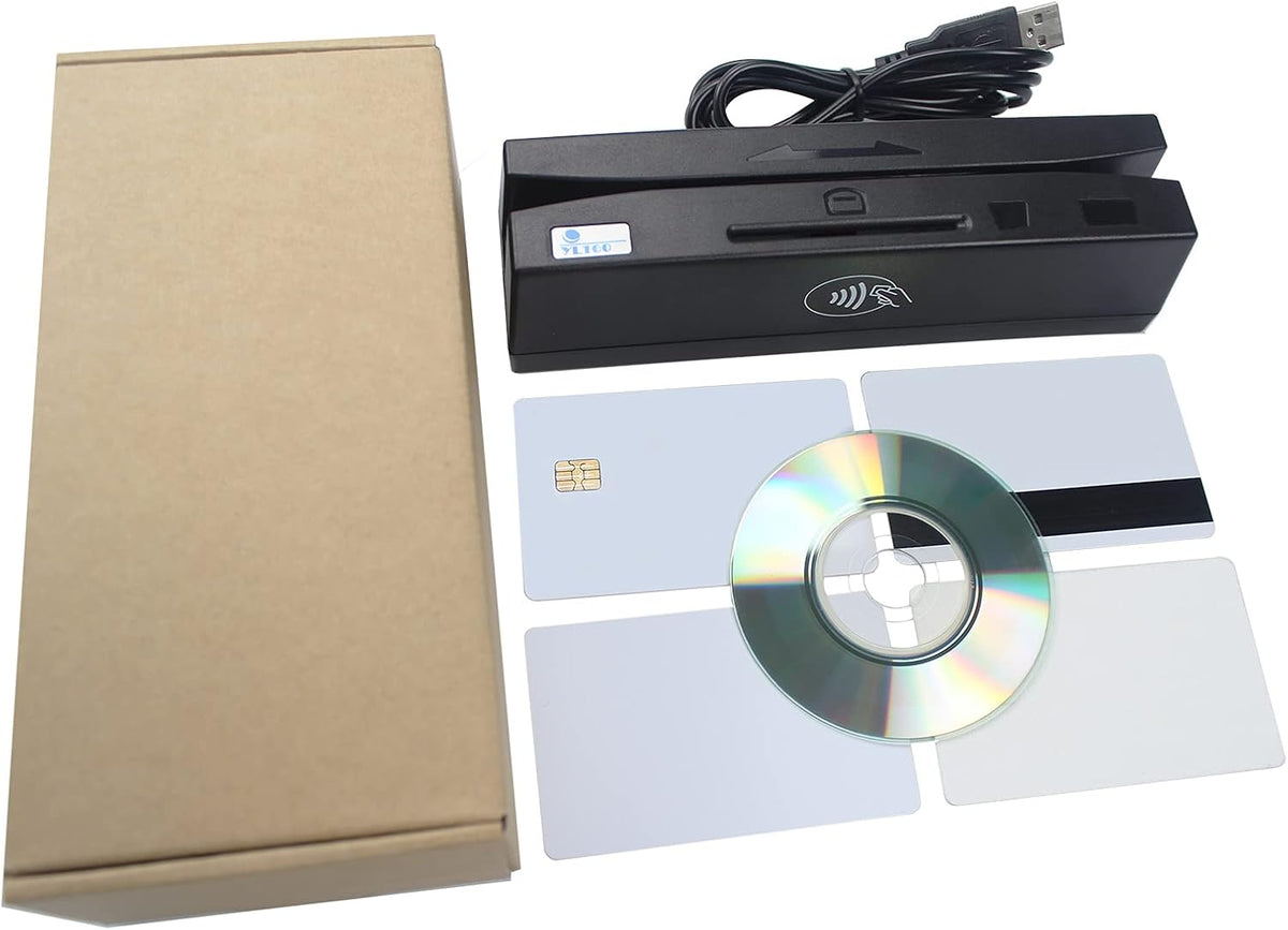 USB 4 in 1 Magnetic Swipe Card Reader with EMV Chip, RFID, PSAM T629