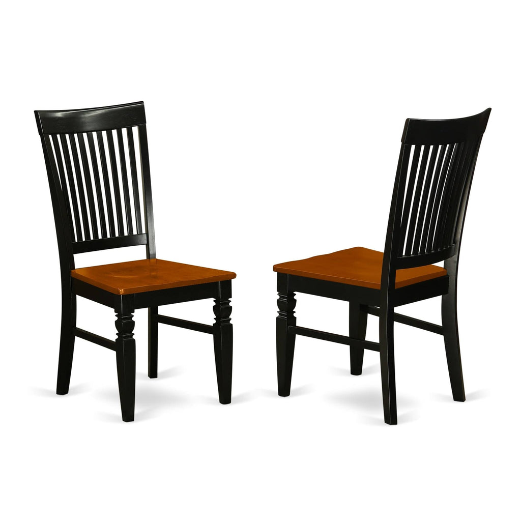 Black Wood Seat Chair with Slatted Back - Set of 2 V285