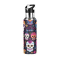 Colorful Skeletons Skulls Stainless Steel Insulated Water Bottle with Straw Lid D632057