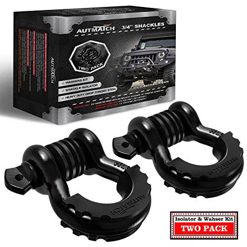 3/4" D Ring Shackle 2 Pack with 7/8" Screw Pin and Isolator Washers L132122