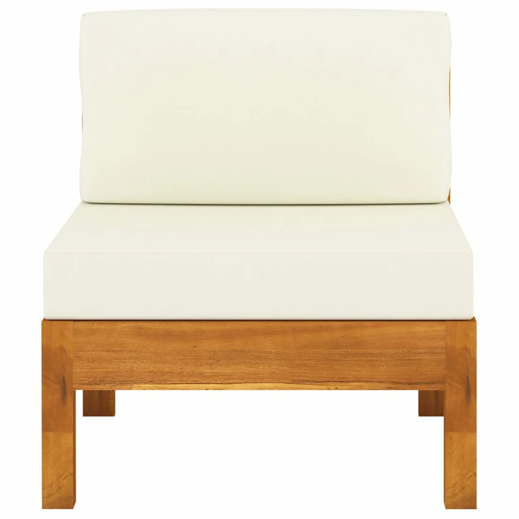 Solid Acacia Wood Sofa with White Cushions X8364