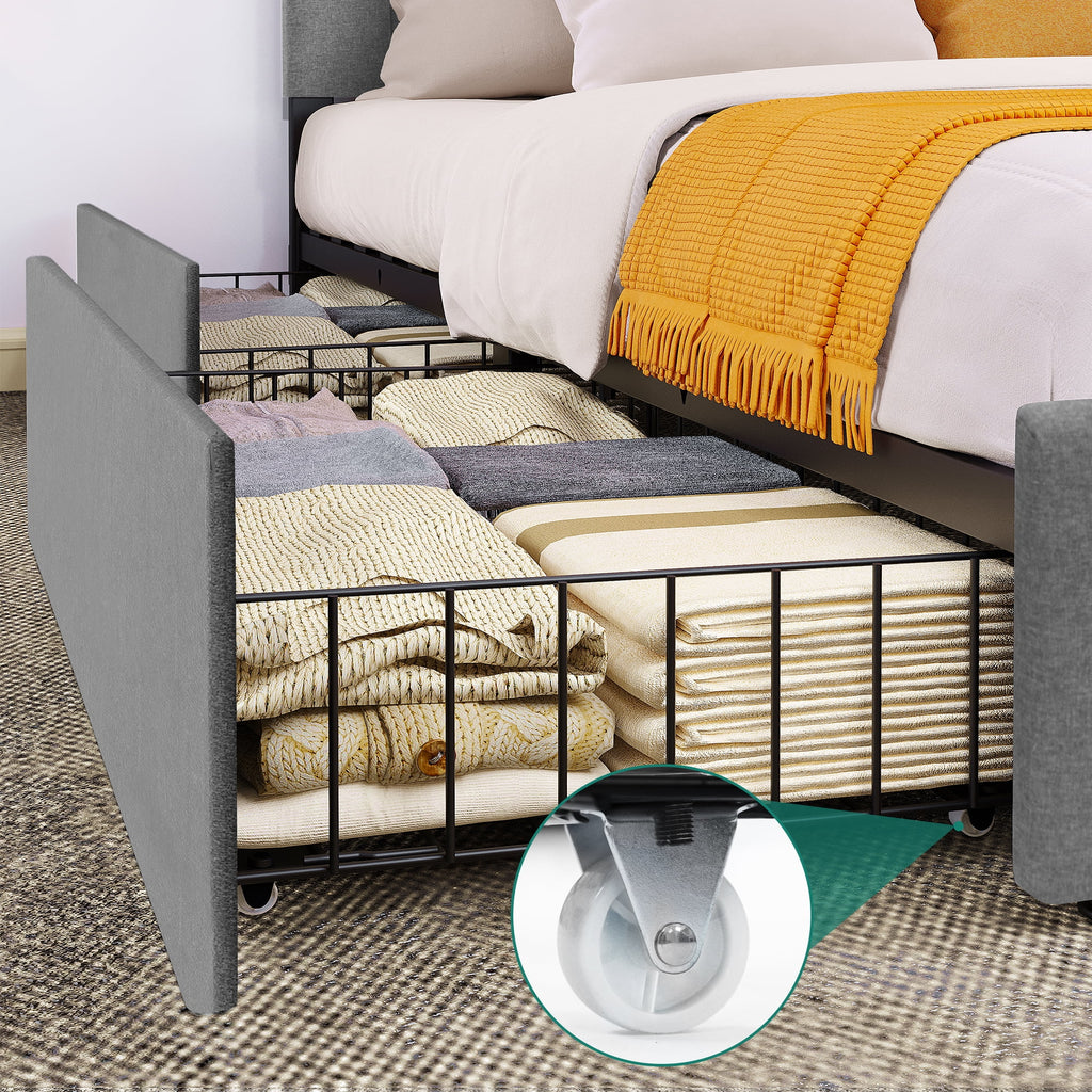 King Size Upholstered Bed Frame with 4 Storage Drawers R781
