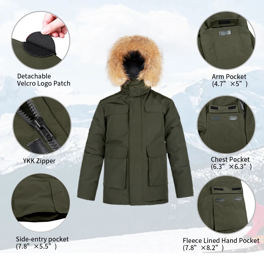 Waterproof Heavy Winter Down Parka Jacket with Hood K2545