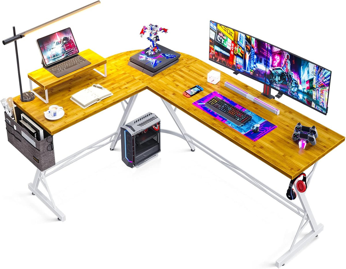 66" L Shaped Computer Desk with Monitor Stand P7190