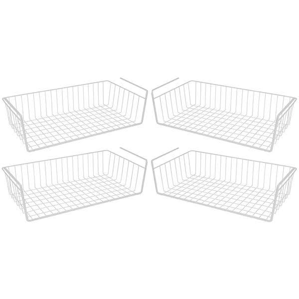 White Set of 4 Wire Hanging Basket Shelves C989