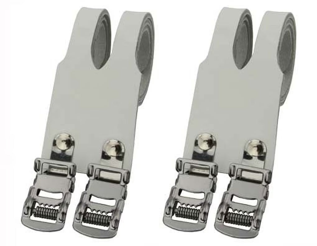 White Leather Double Toe Straps Bike Pedal Strap Z6597