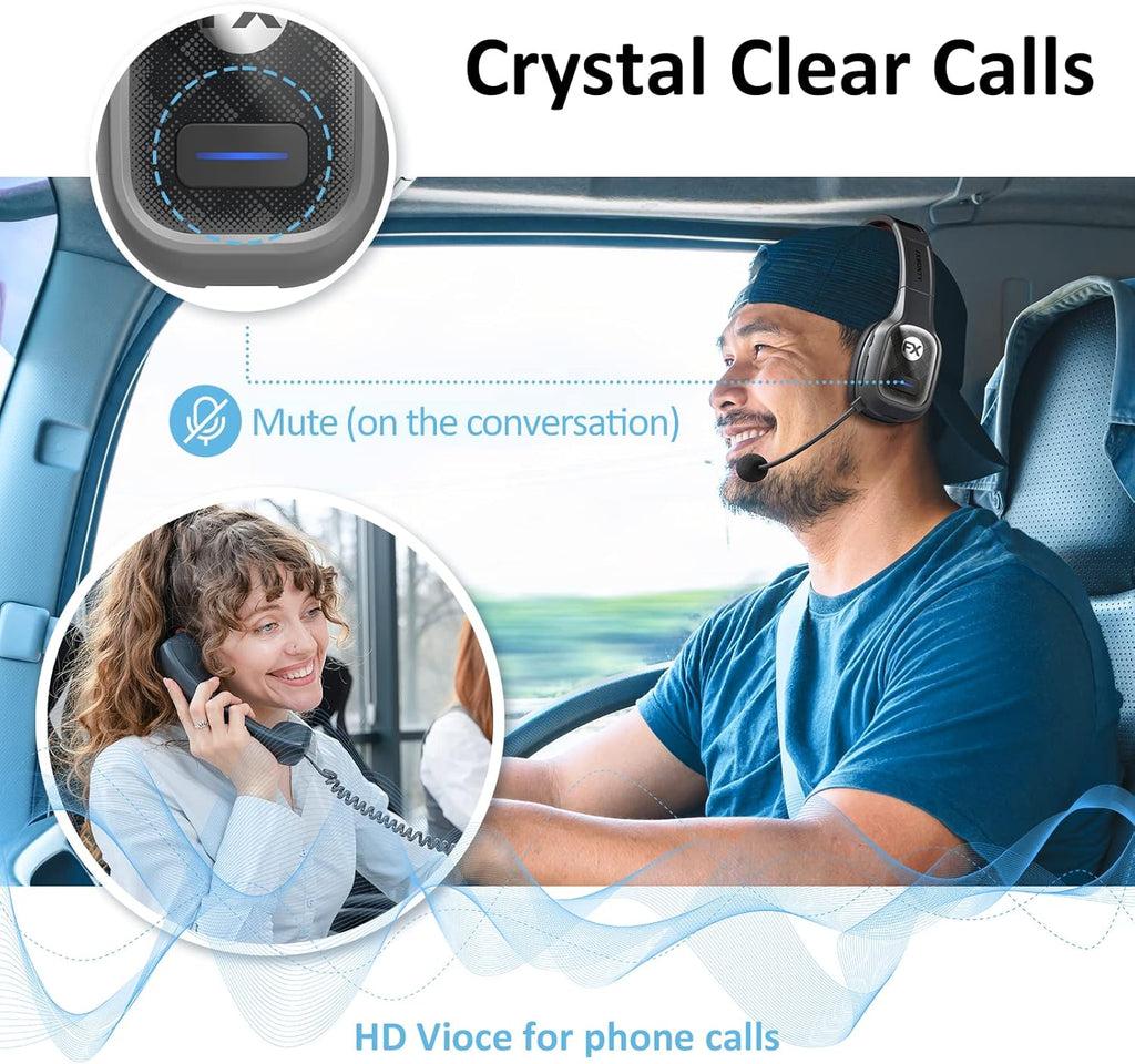 Bluetooth Headset with Microphone Noise Canceling, On-Ear Bluetooth 5.0 Multipoint Headphones, Pack of 2 T17887