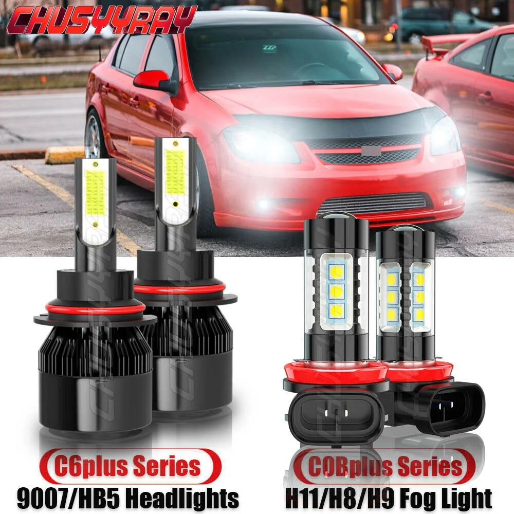 4PC LED Headlight Hi Lo Fog Light 6000K Bulbs A13034
