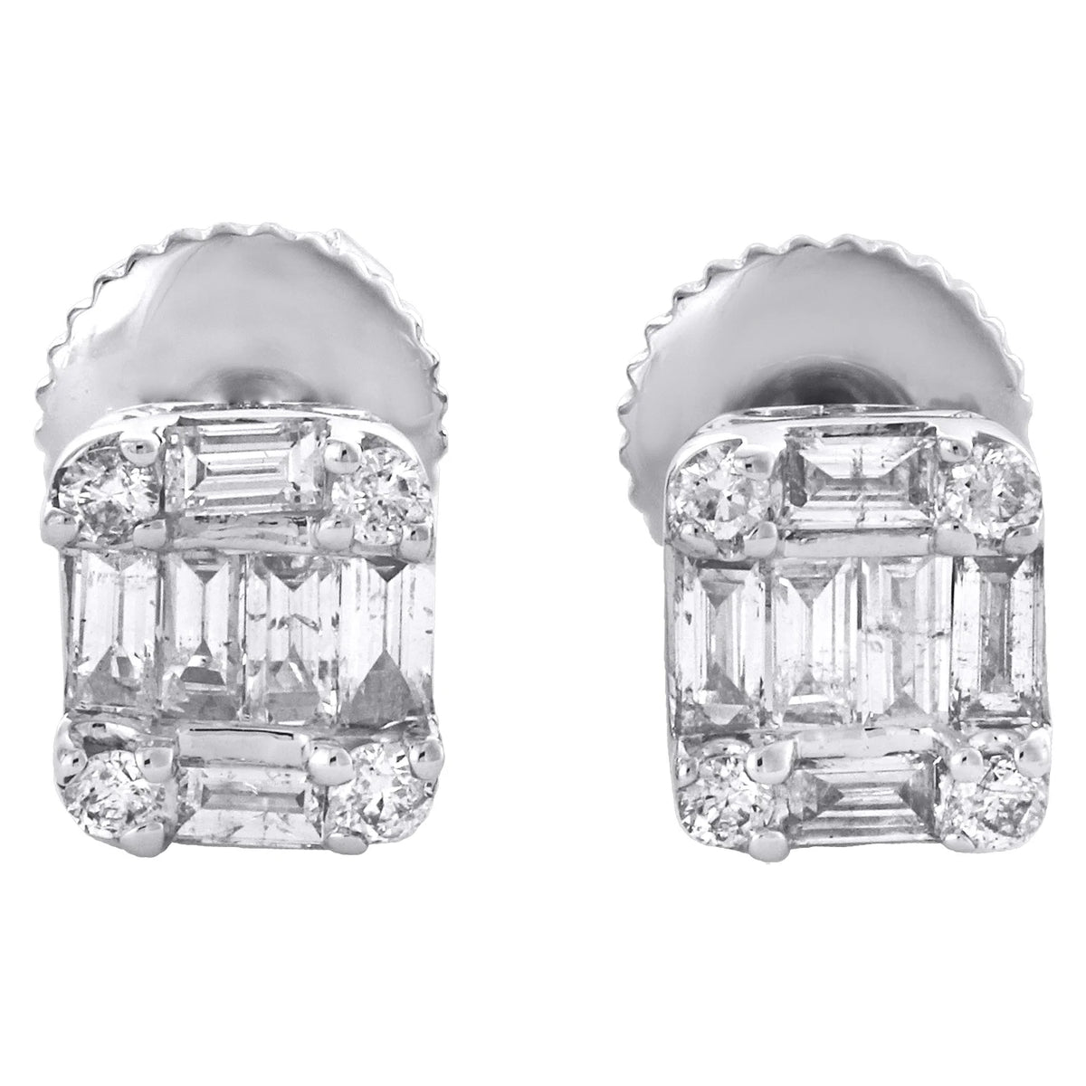 14K White Gold Diamond Stud Earrings Q39998