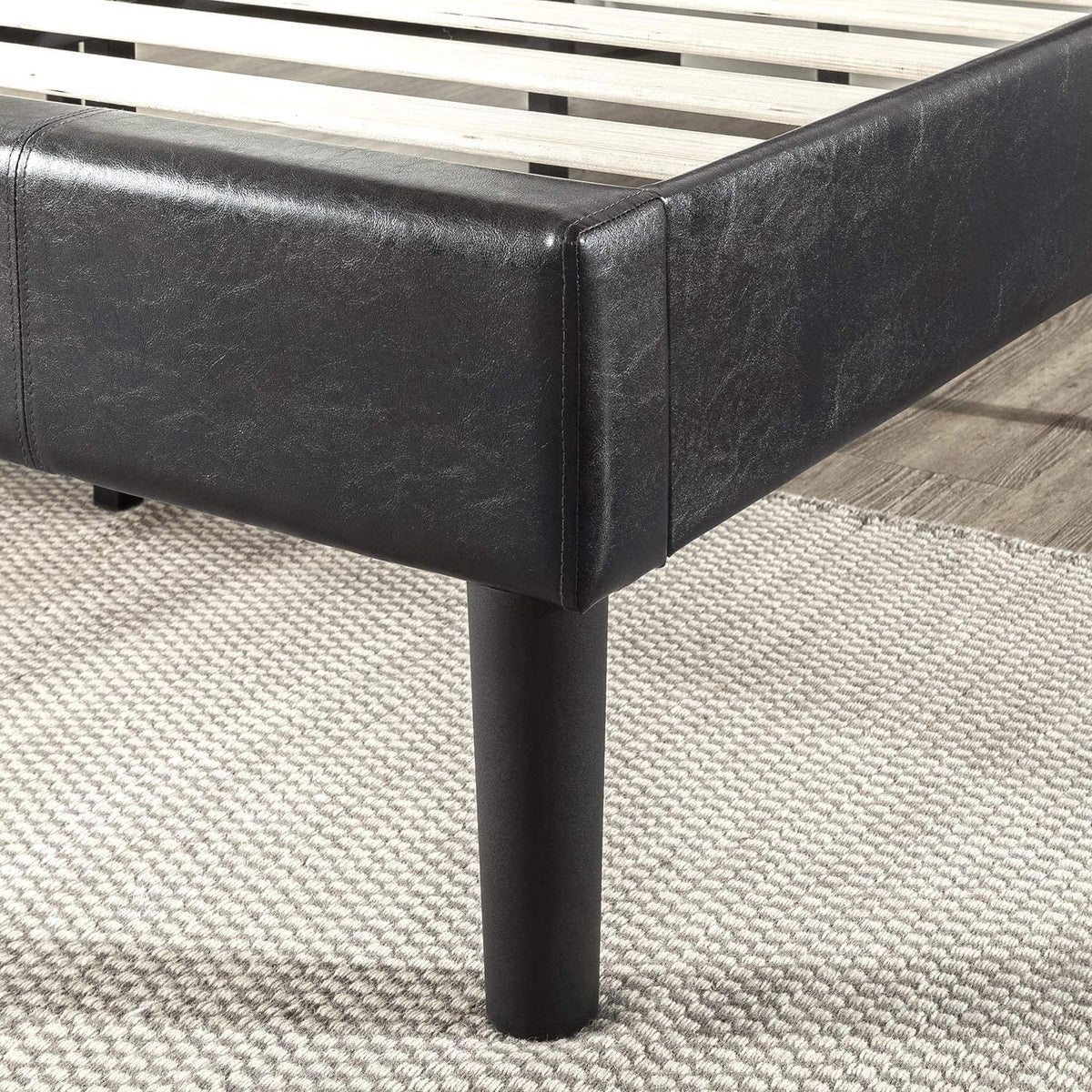 Faux Leather Upholstered Platform Bed Frame California King B39501