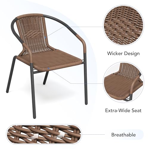 Black Wicker Stackable Dining Chairs Set of 6 S3639