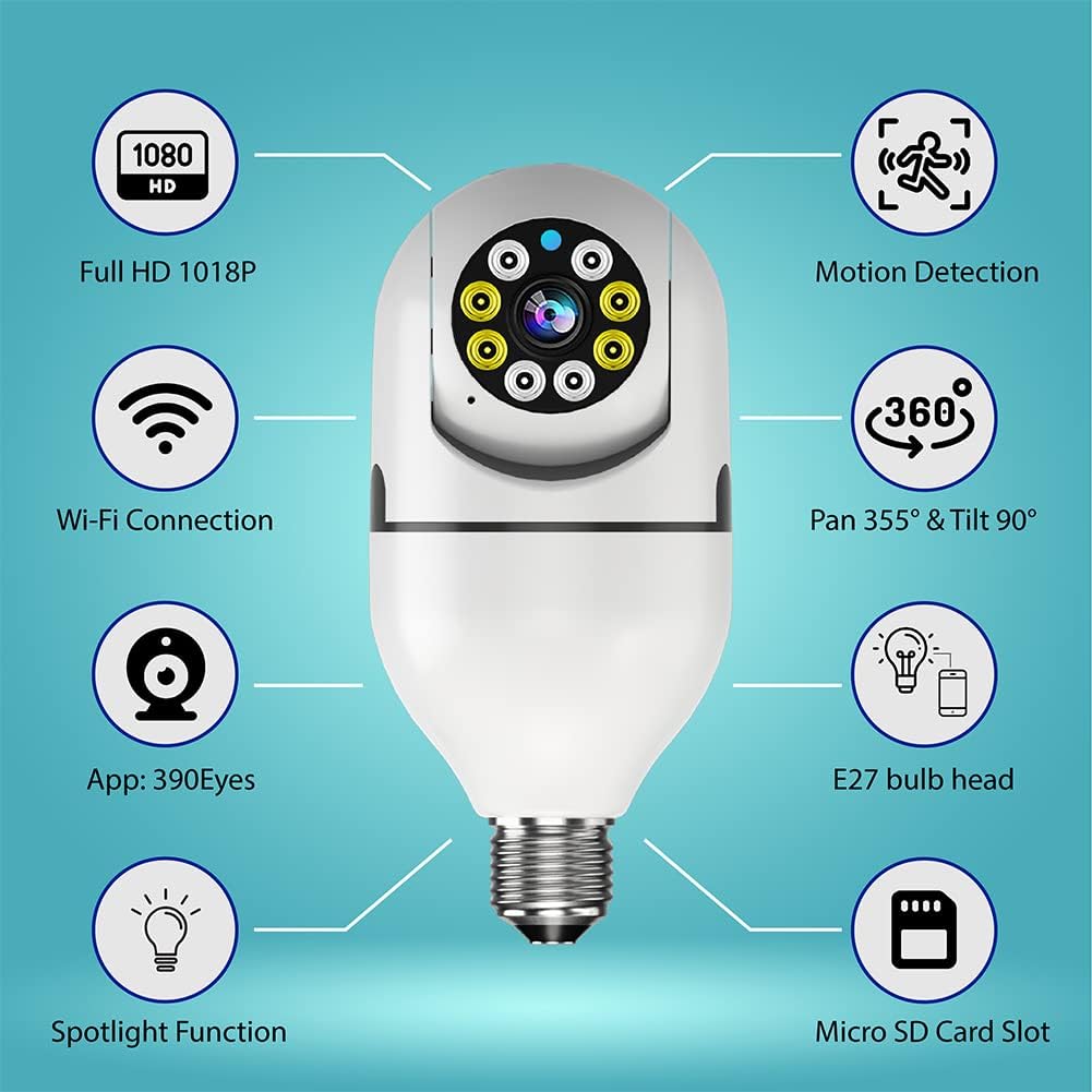 E27 1080P PTZ Smart Security Light Bulb Camera with 2.4GHz 5G WiFi Z621841