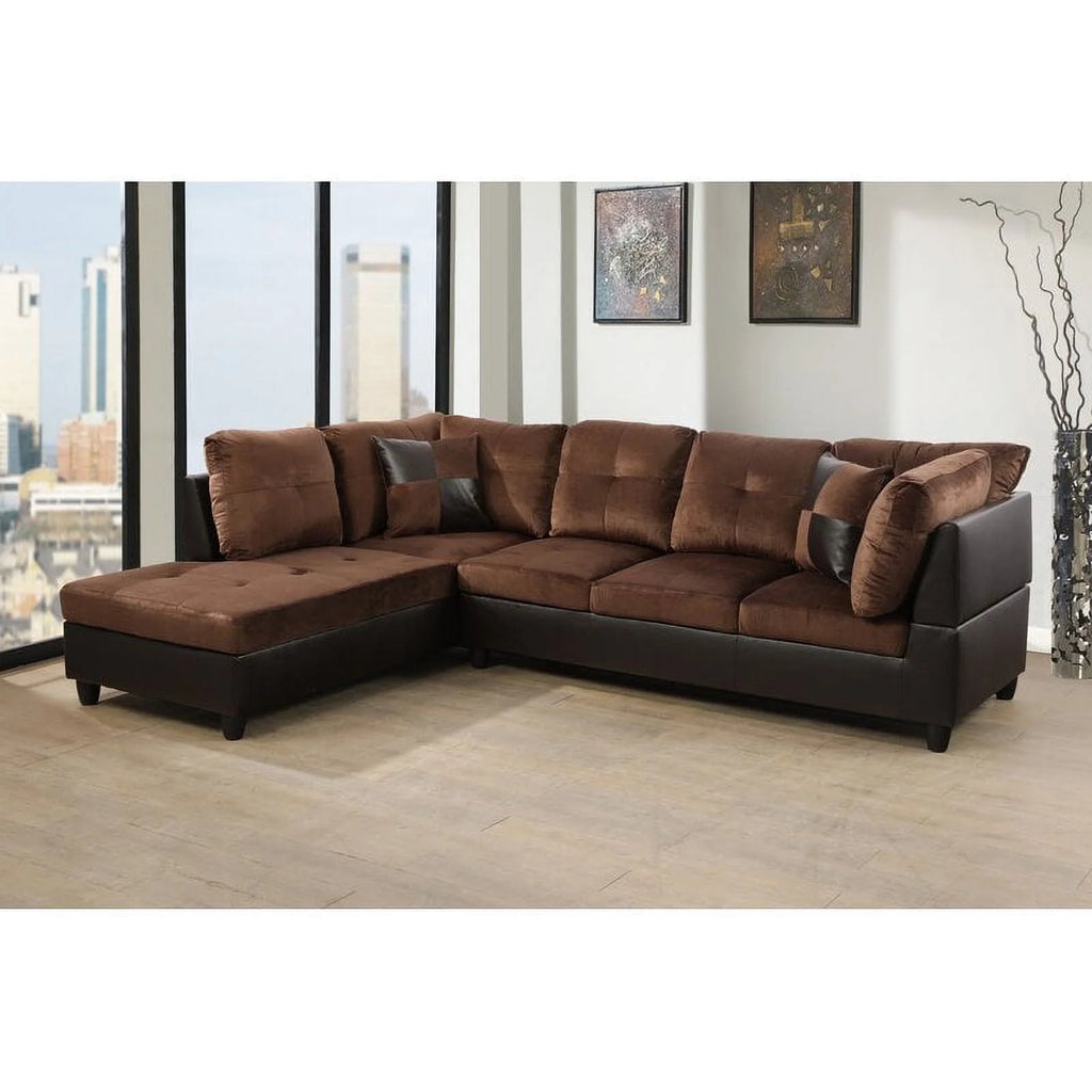 103.5" Wide Microfiber Sectional Sofa with Matching Pillows E1735