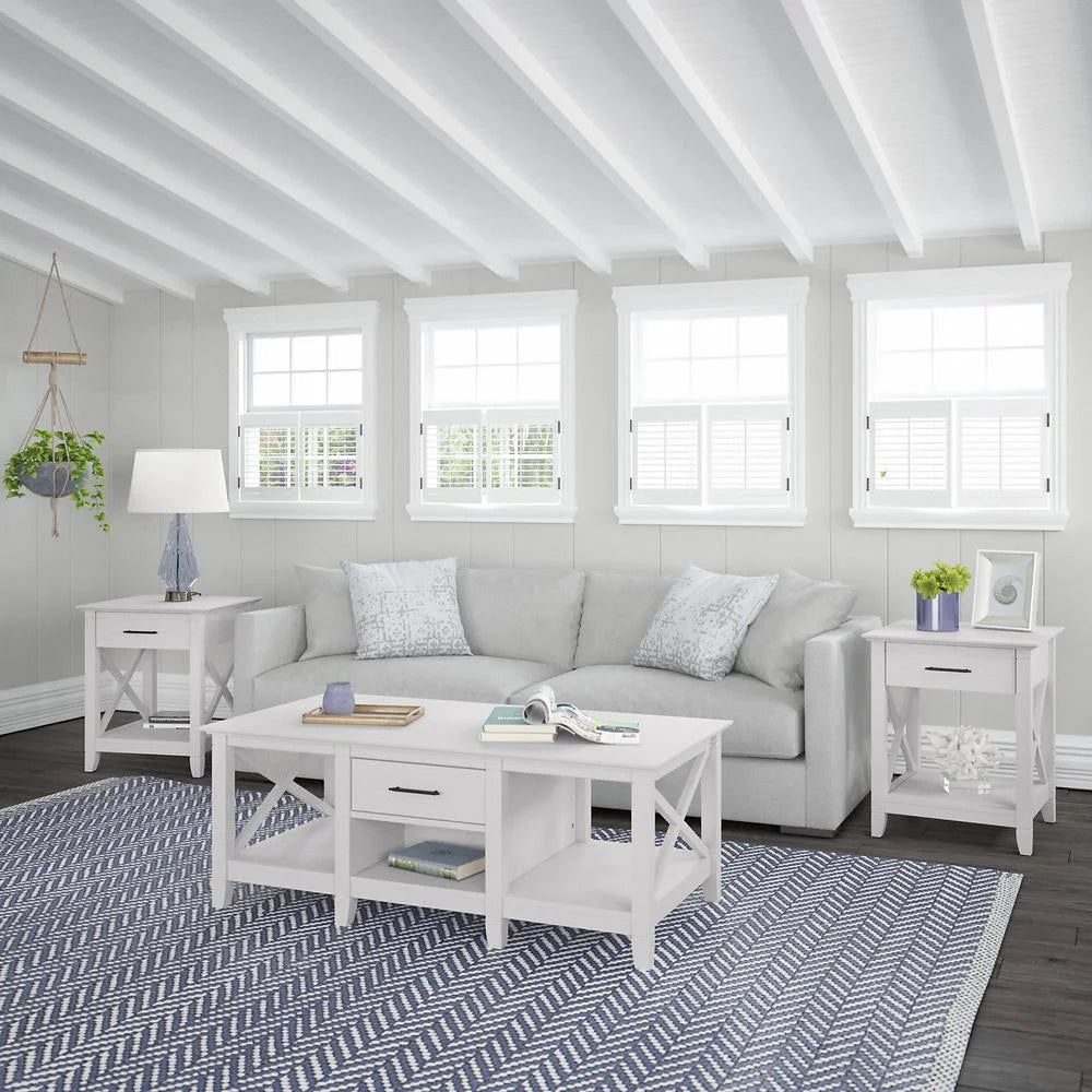 Pure White Oak Coffee Table with End Tables P4841