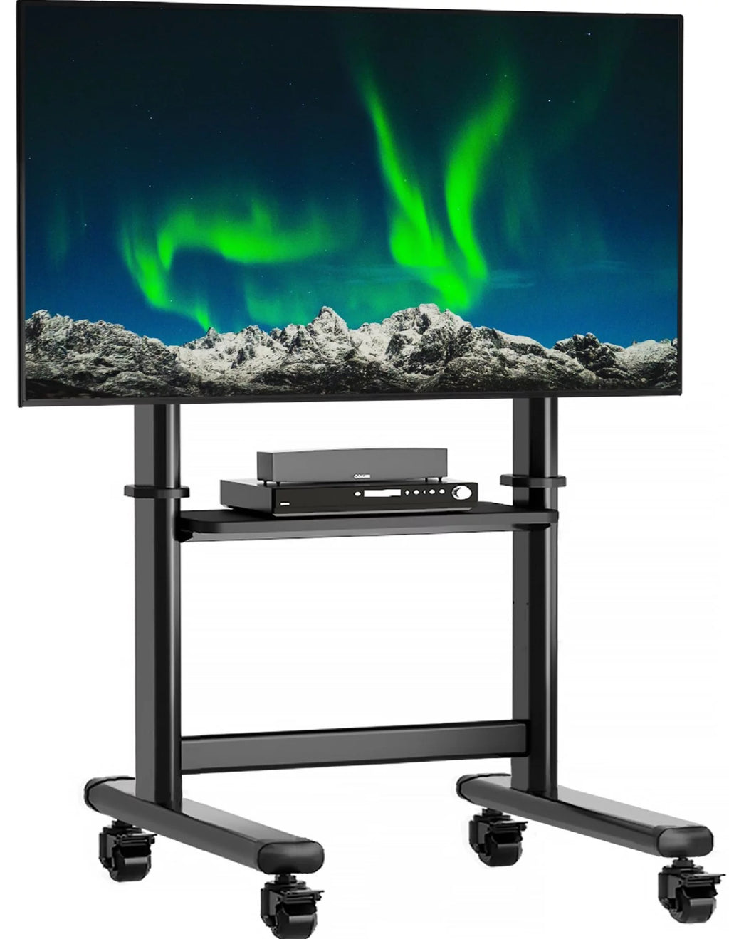 Black Rolling Mobile TV Stand for 55 to 90 inch Flat Screen TVs X6584