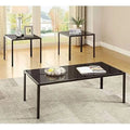 Black 3 Piece Glass Top Coffee Table Set F235