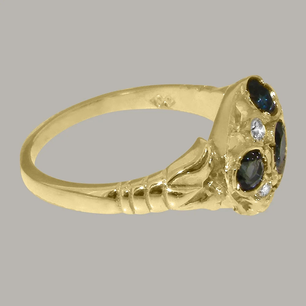14k Yellow Gold London Blue Topaz Diamond Statement Ring X5267