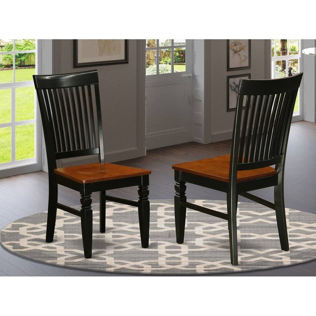 Black Wood Seat Chair with Slatted Back - Set of 2 V285
