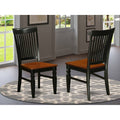 Black Wood Seat Chair with Slatted Back - Set of 2 V285