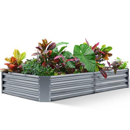 2 Pack 8×4×1ft Galvanized Metal Raised Garden Bed O294954