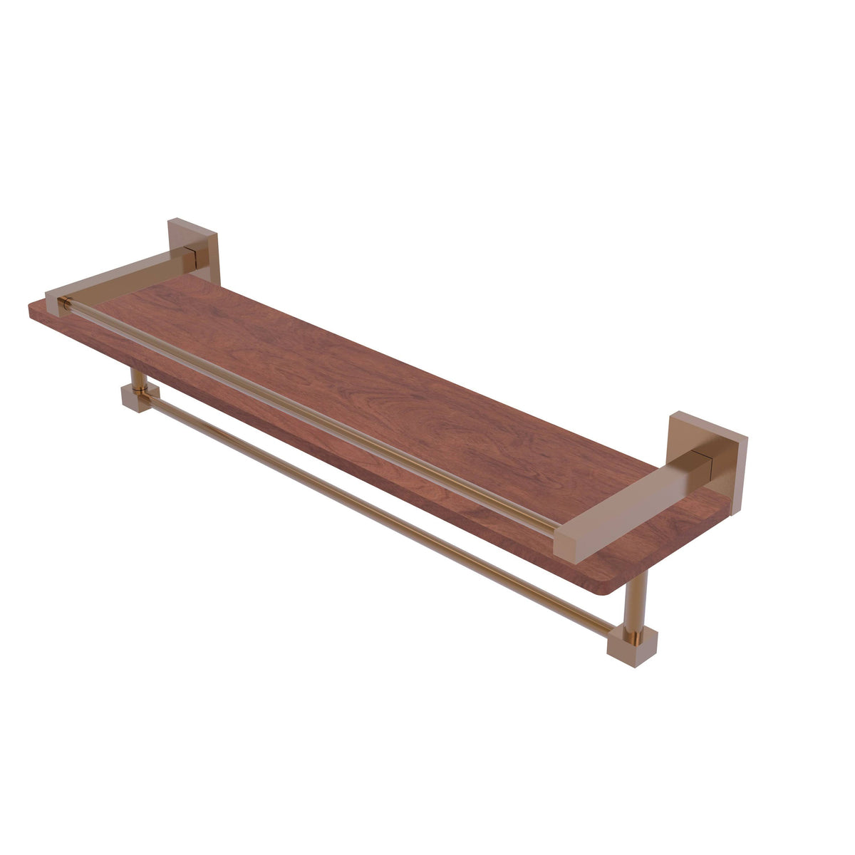 Brushed Bronze Ironwood Shelf with Gallery Rail and Towel Bar X2635