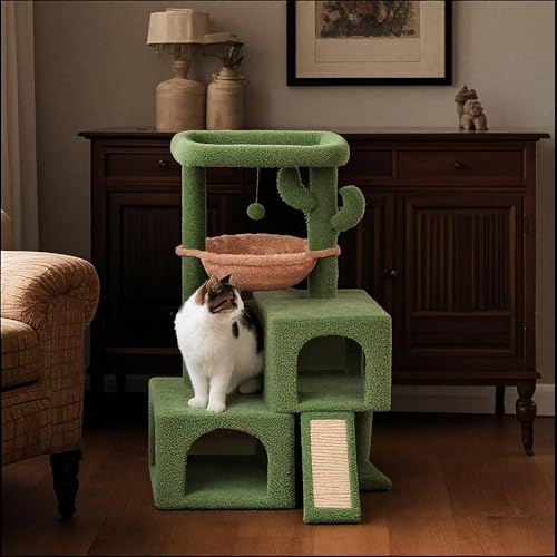 37.4" Green Cat Tree Tower with Condos S2208