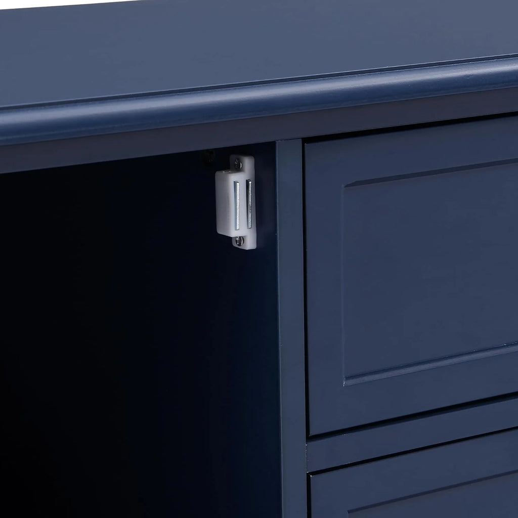 Blue TV Stand with 2 Drawers and Doors V554