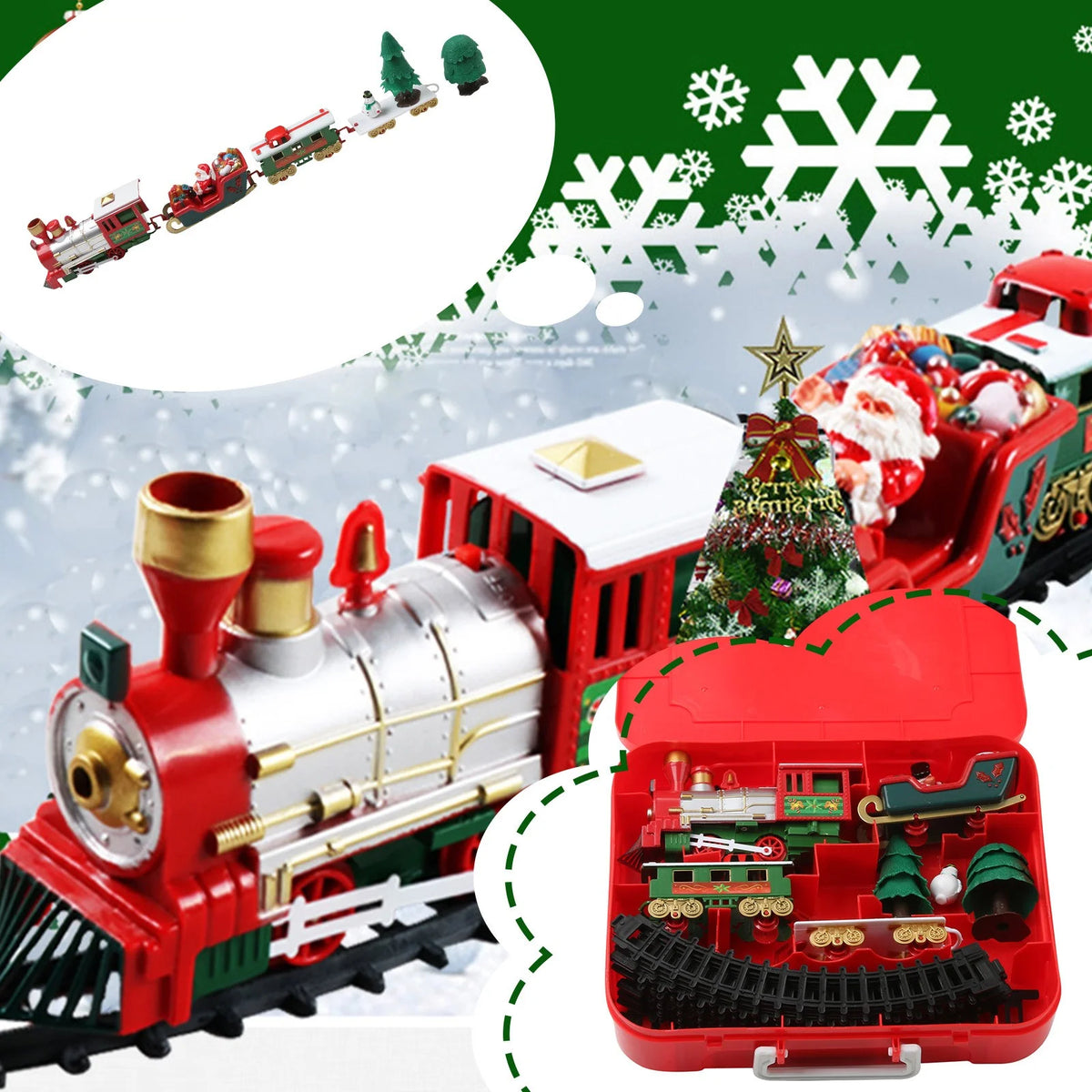Battery Operated Toy Train Set with Railway Tracks X36955