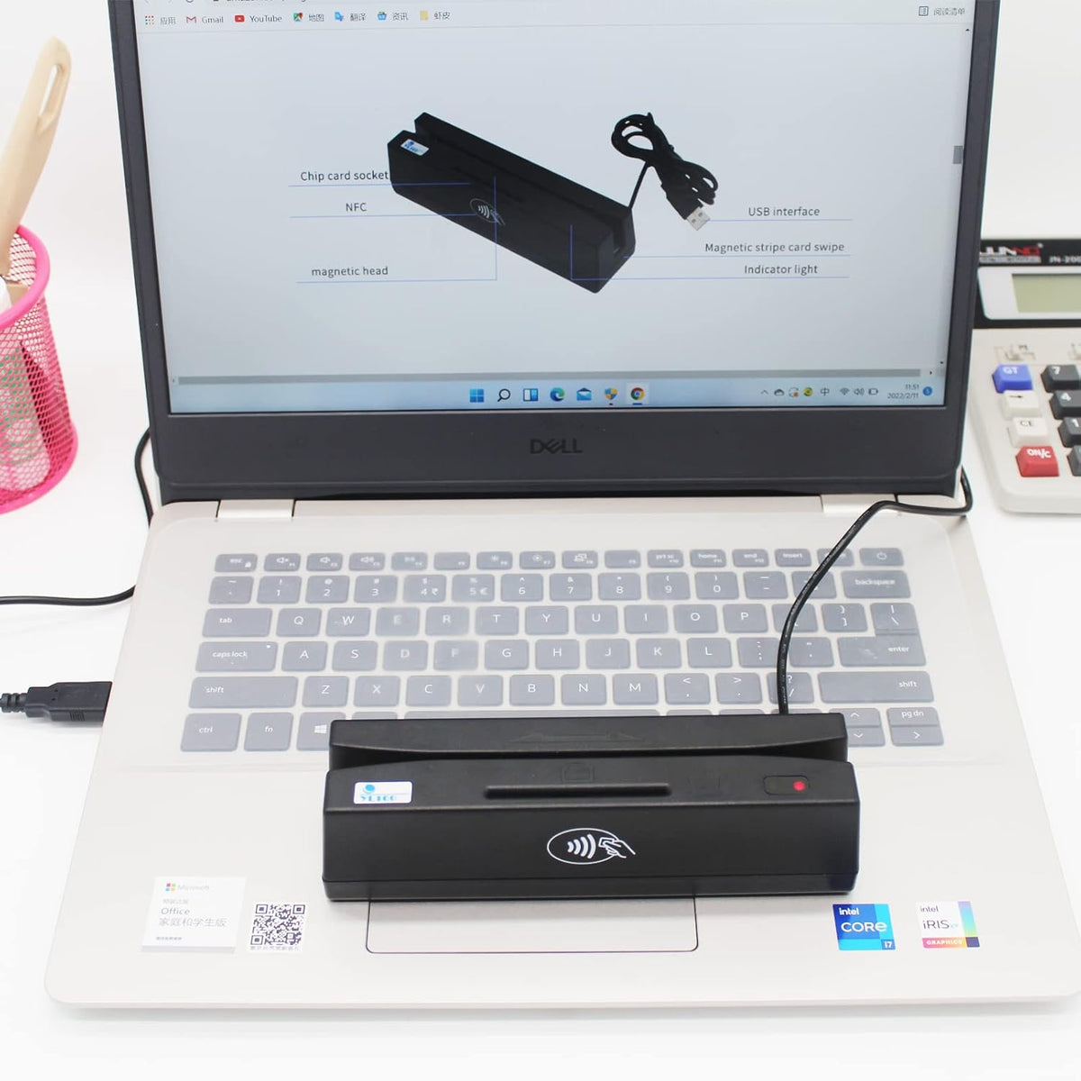 USB 4 in 1 Magnetic Swipe Card Reader with EMV Chip, RFID, PSAM T629