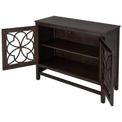 Brown Wood Storage Buffet Sideboard Cabinet with Adjustable Shelf S20780