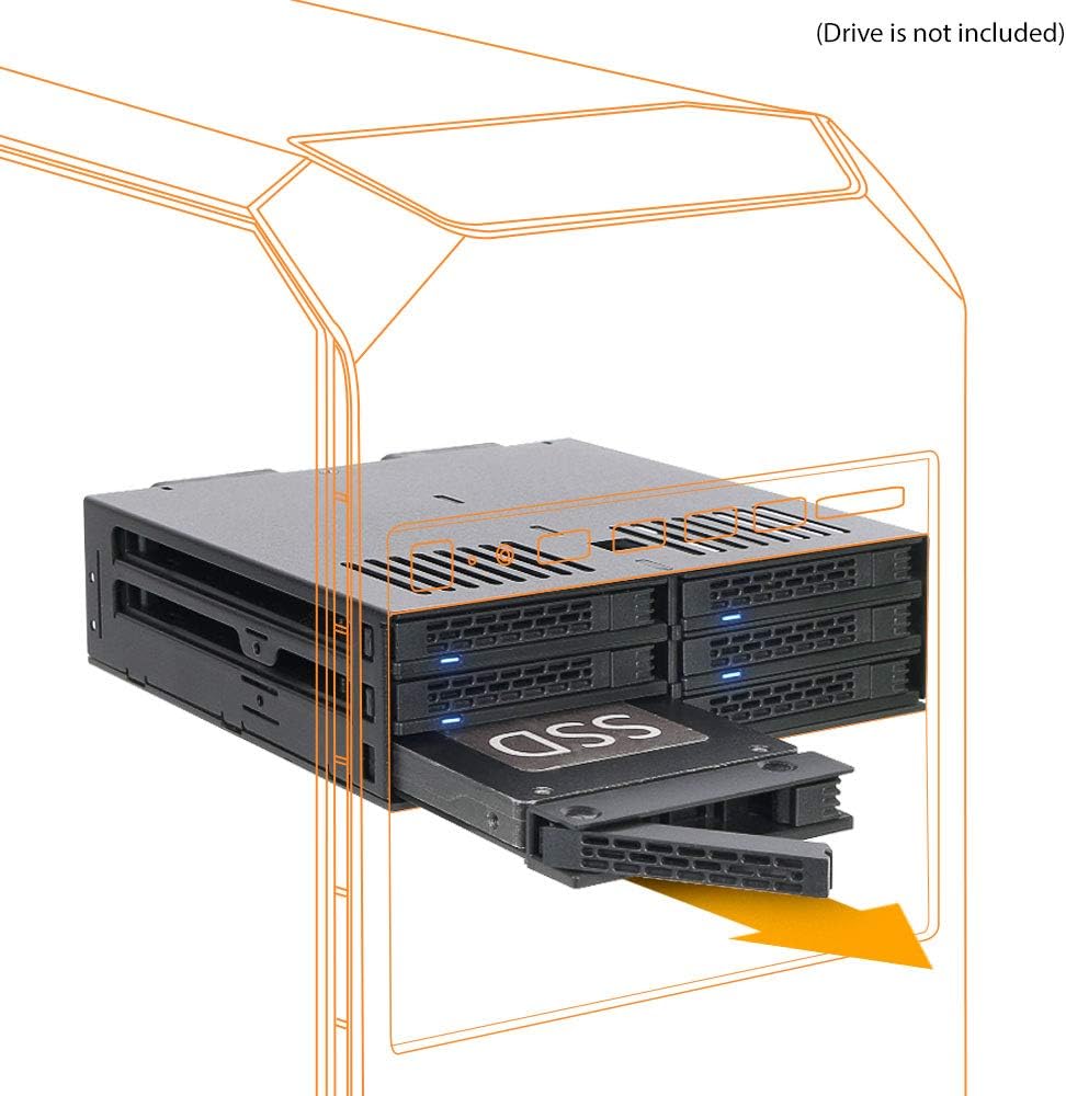 6 x 2.5" SATA HDD SSD Hot Swap Cage for External 5.25" Bay S98019