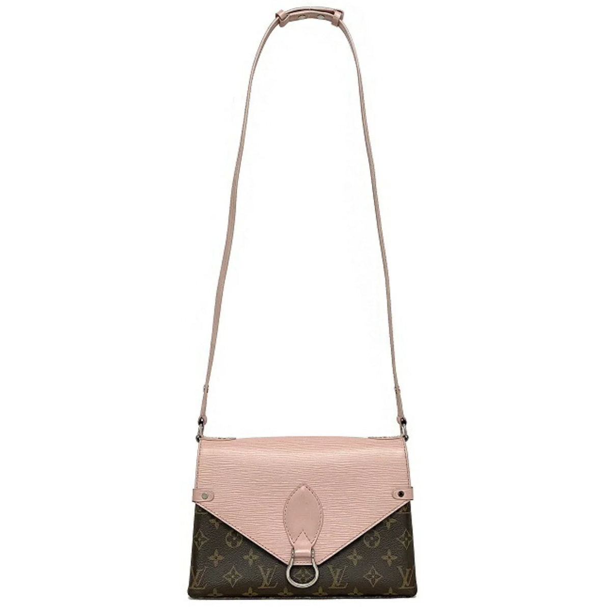Pink Brown Monogram Leather Handbag W2171