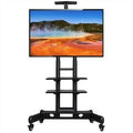 Black Mobile TV Cart with Lockable Wheels 3 Tier Shelves M224