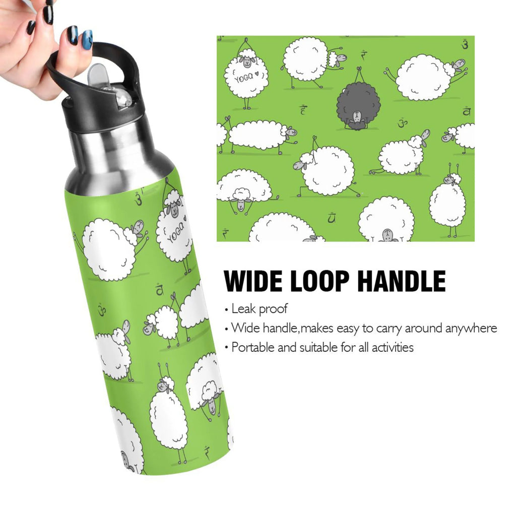 Green Stainless Steel Insulated Water Bottle with Straw Lid U2418