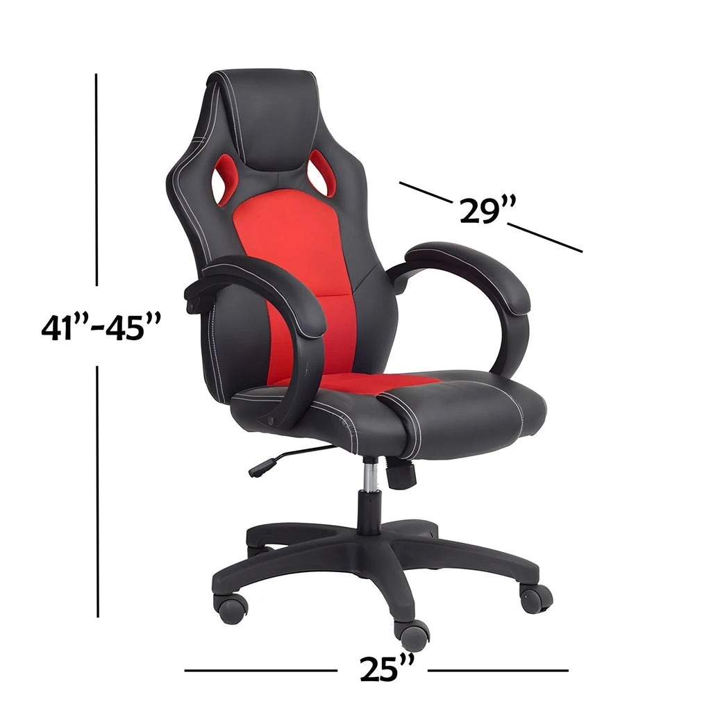 Office Chair on Wheels Variable Height Black and Red S353129