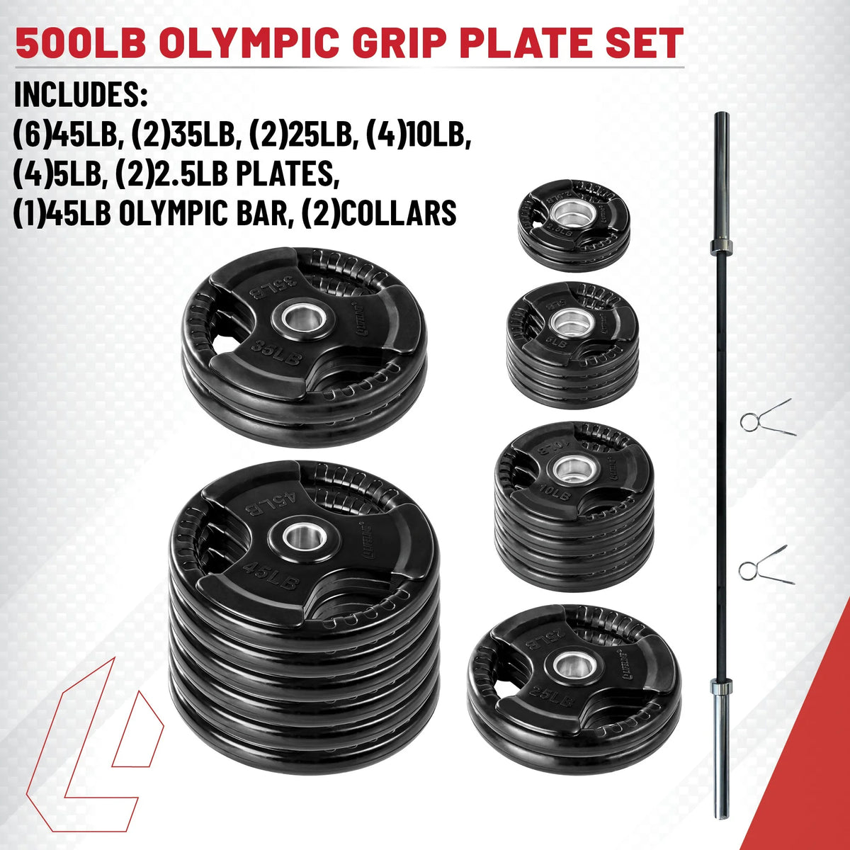 400 LB Olympic Weight Set with Barbell and Clips Z585