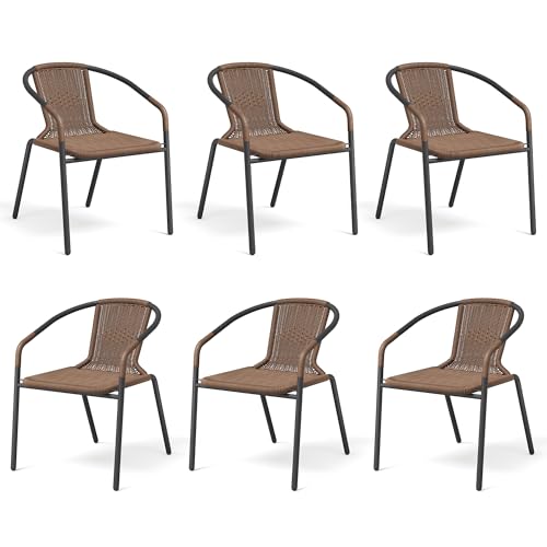 Black Wicker Stackable Dining Chairs Set of 6 S3639
