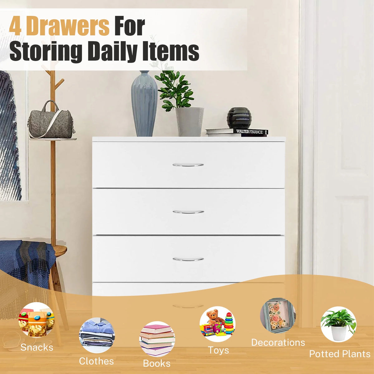 Black 4 Drawer Dresser X13646