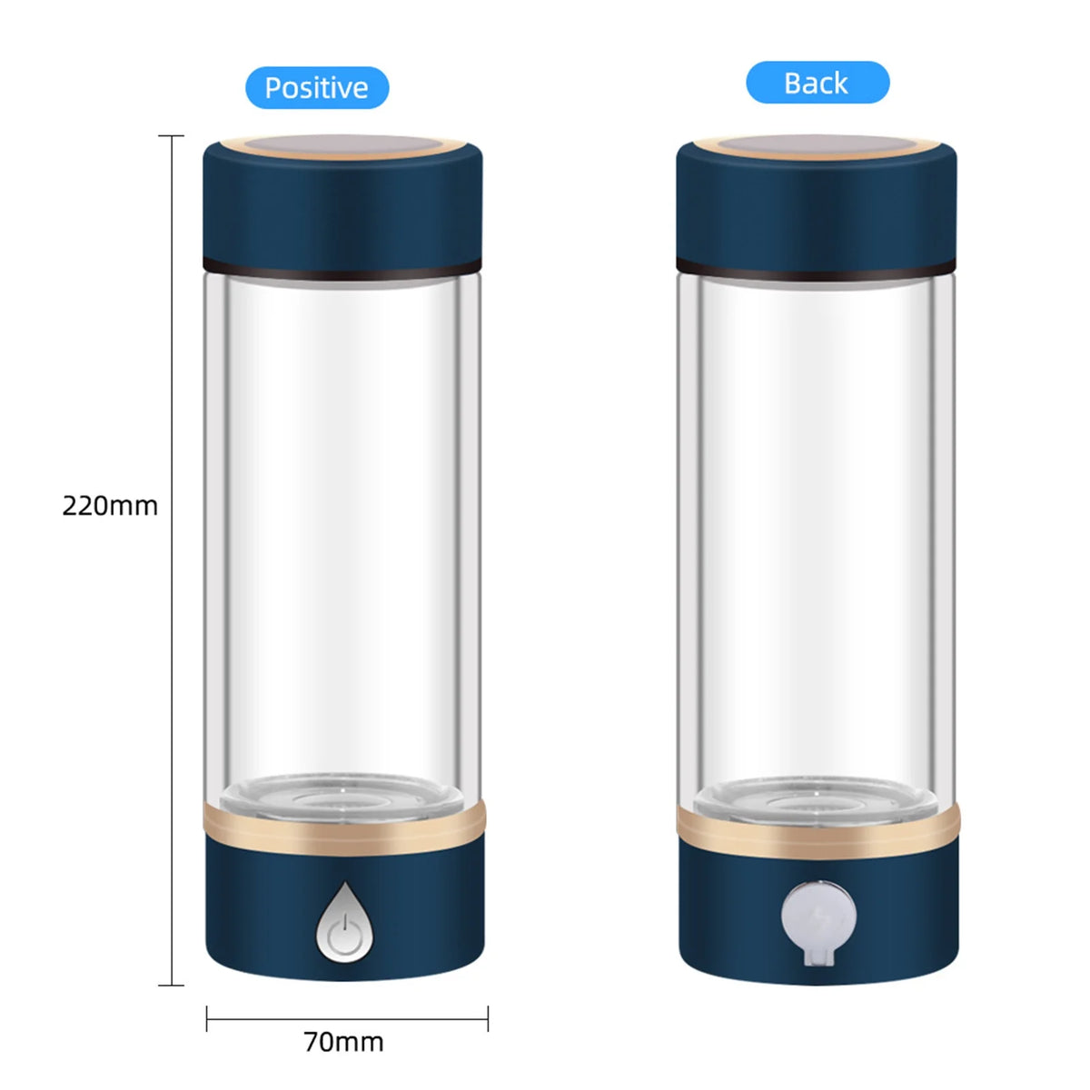 420ml Rechargeable Hydrogen Water Bottle Glass Cup R755