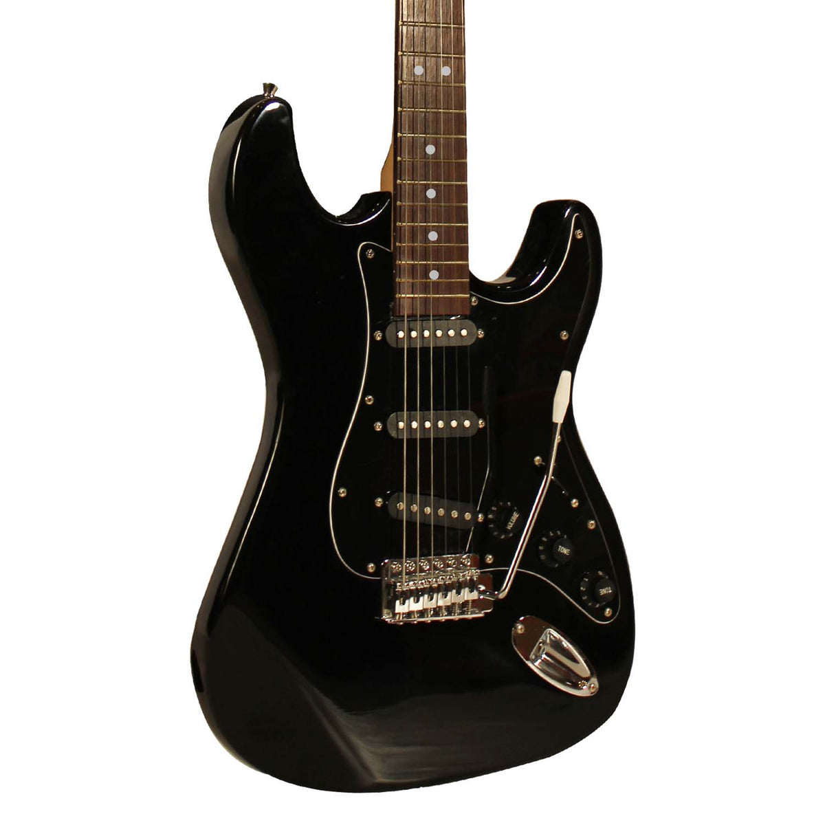 Black Electric Guitar with Amp, Case, and Cable M8724