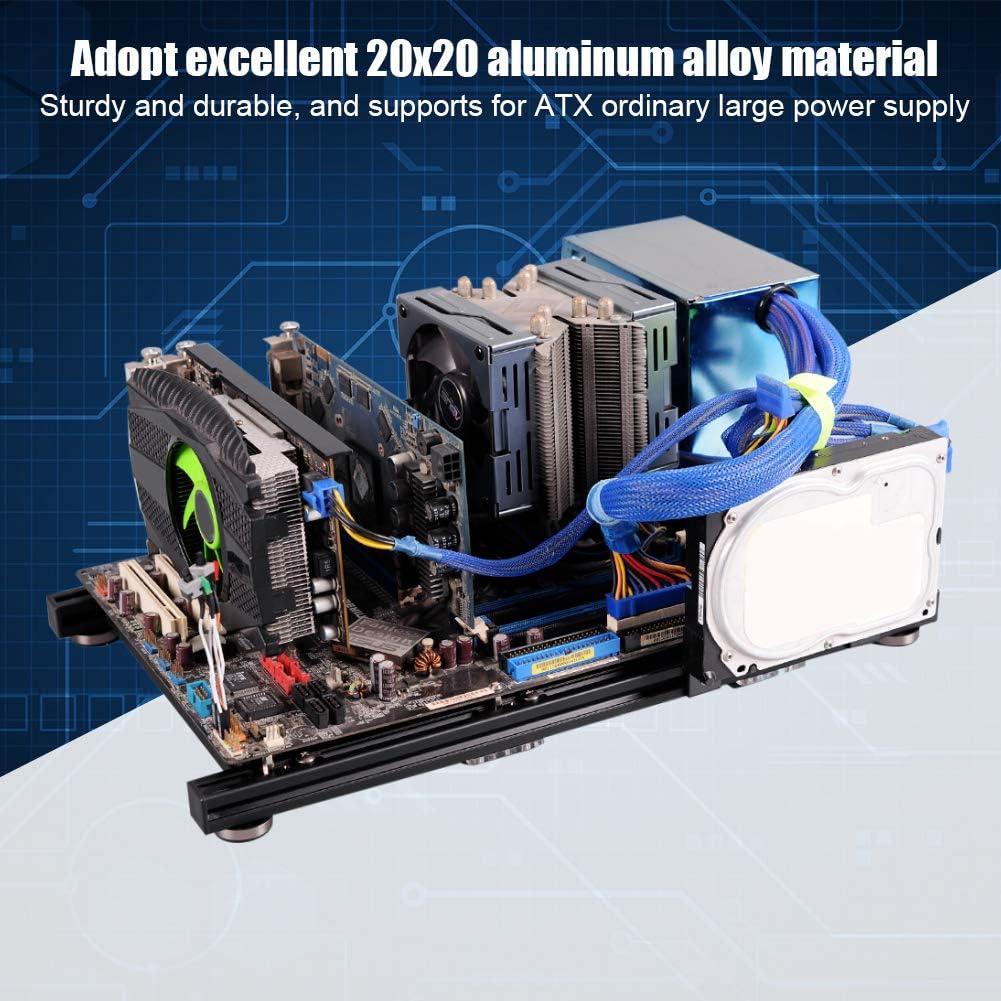 Black Aluminum Alloy ATX Open Air PC Test Bench Case K8914