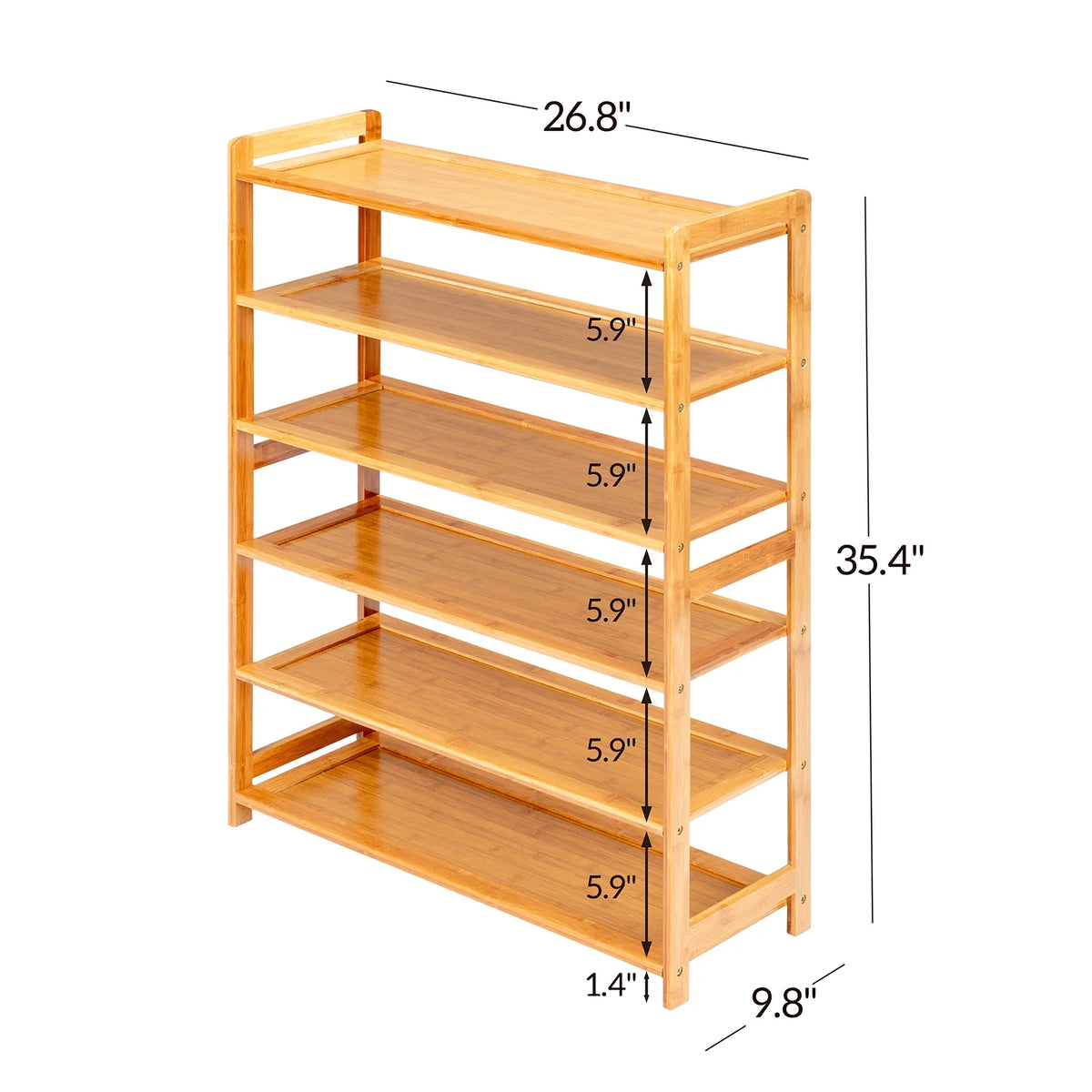 6 Tier Natural Wood Bamboo Shoe Rack L7365