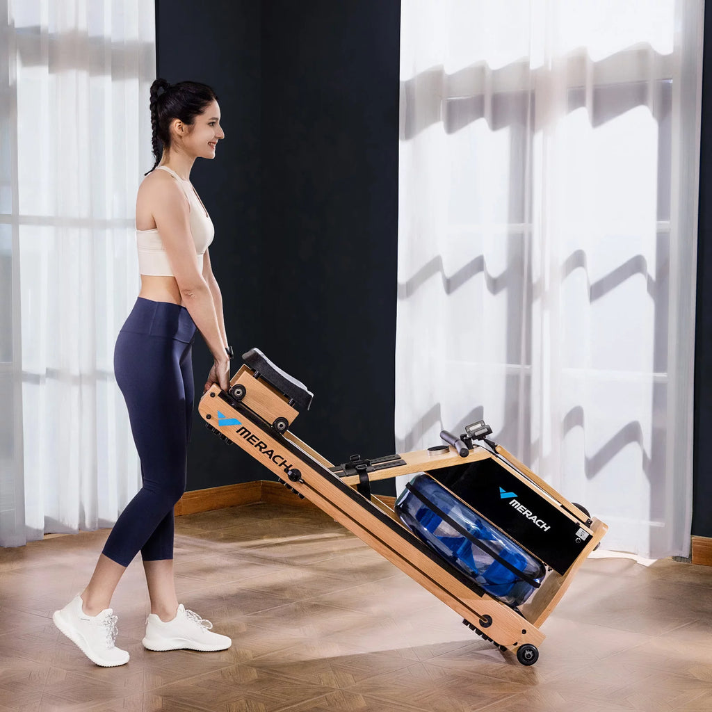 Foldable Solid Wood Rowing Machine D986418