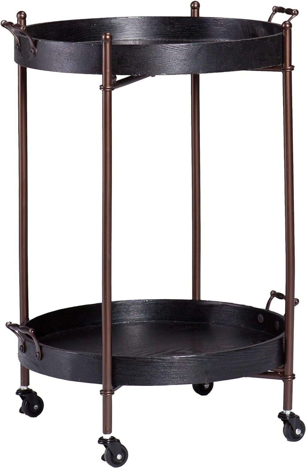 Black Two-Tier Round Butler Table H293