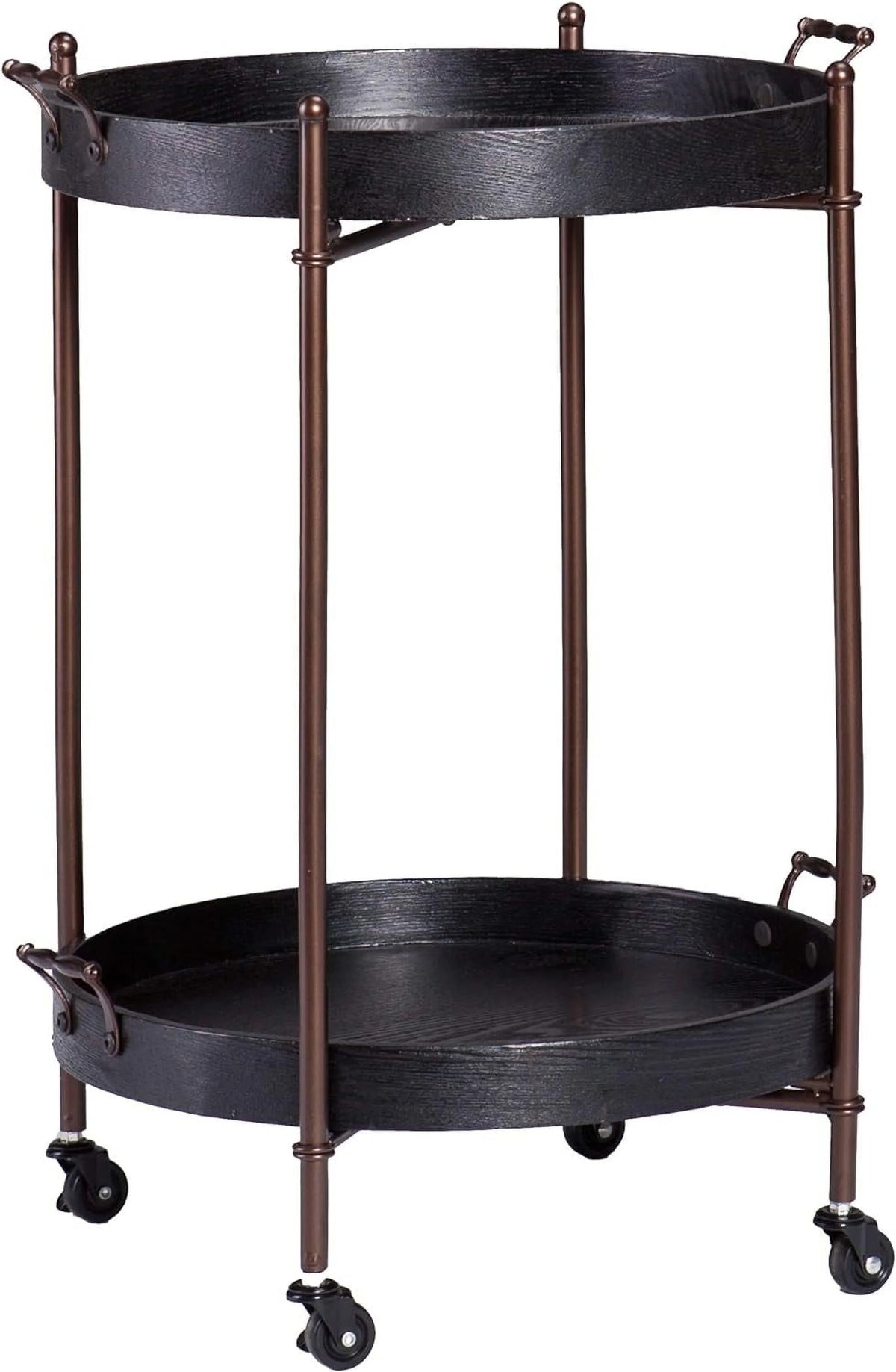Black Two-Tier Round Butler Table H293