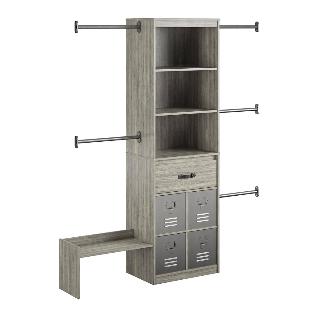 Grey Oak Kids Closet Organizer System Z730319
