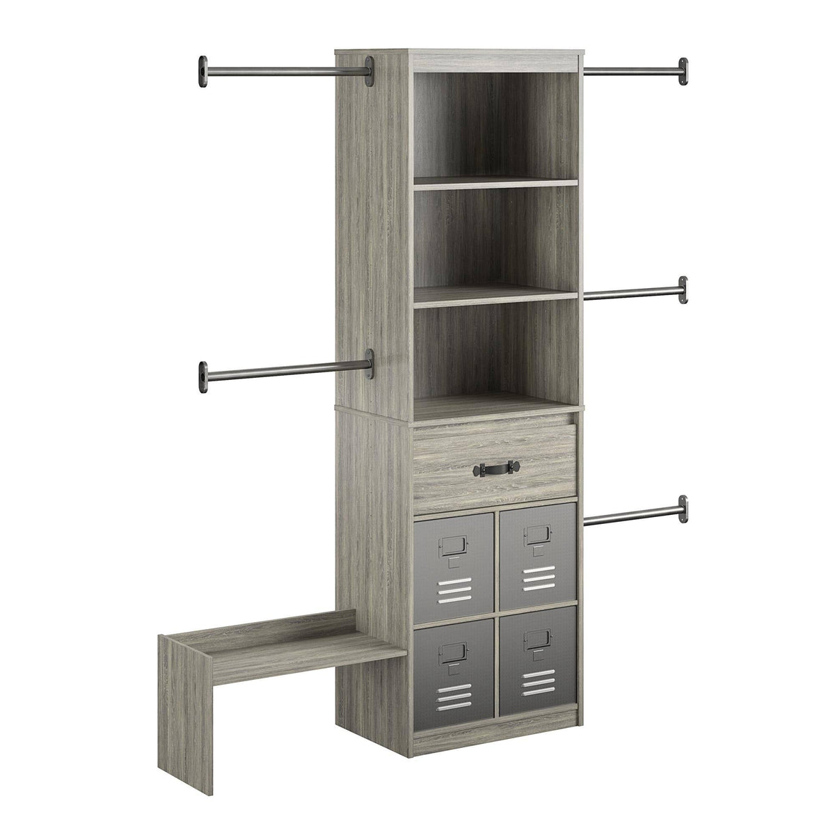 Grey Oak Kids Closet Organizer System Z730319